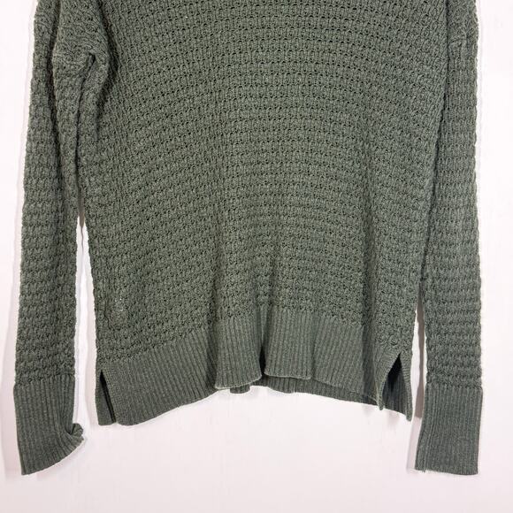American Eagle Pullover Sweater Size Small Green V-Neck Cable Knit Preppy - Picture 6 of 9
